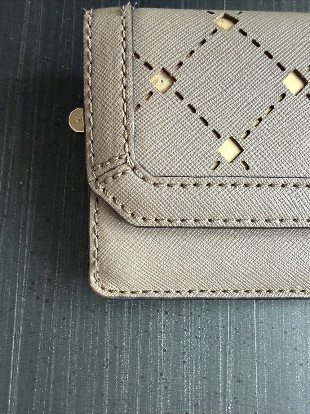 Michael Kors Taupe Quilted Wallet with Gold Studs - Picture 7 of 8